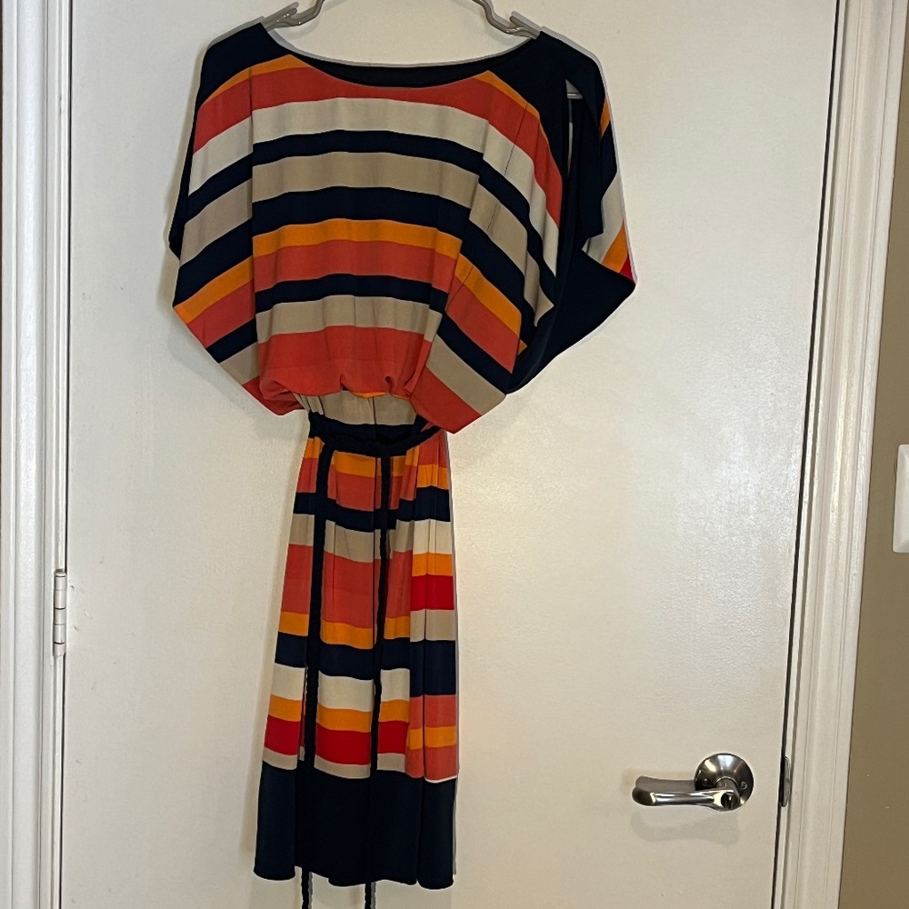 Sangria Orange and Blue Striped Dress